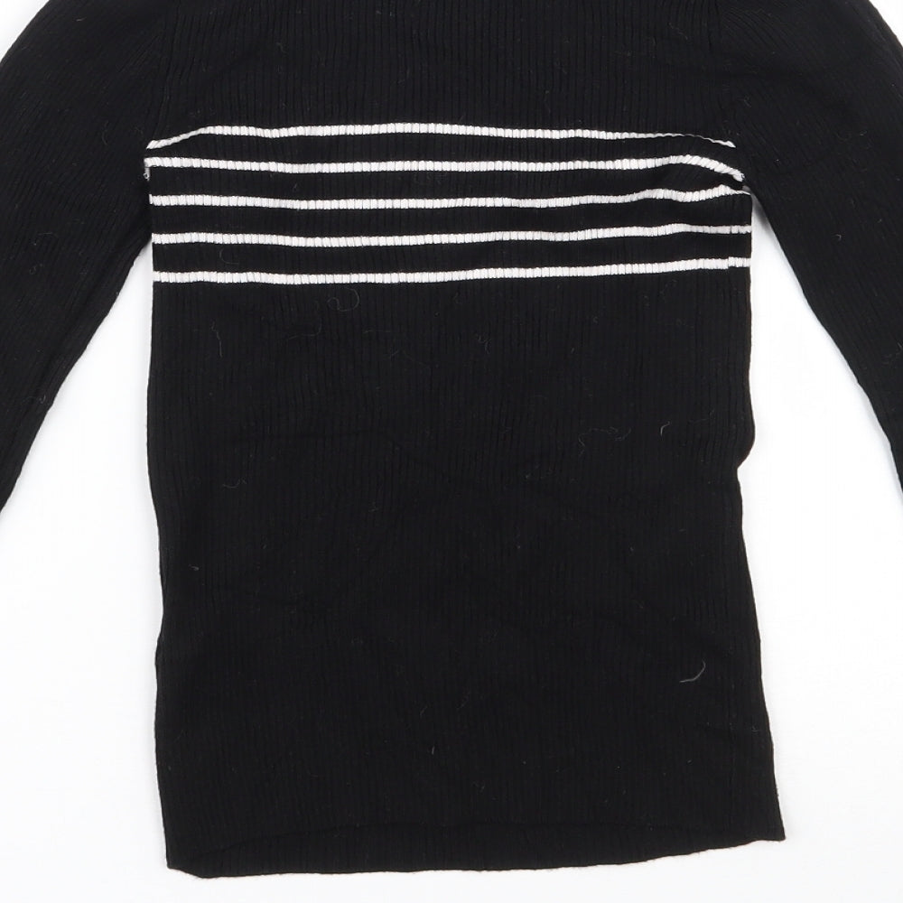 Miss Selfridge Womens Black Round Neck  Viscose Pullover Jumper Size 8