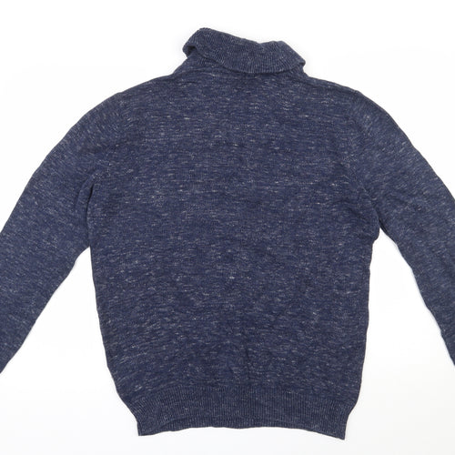 TU Mens Blue Round Neck  Cotton Pullover Jumper Size S