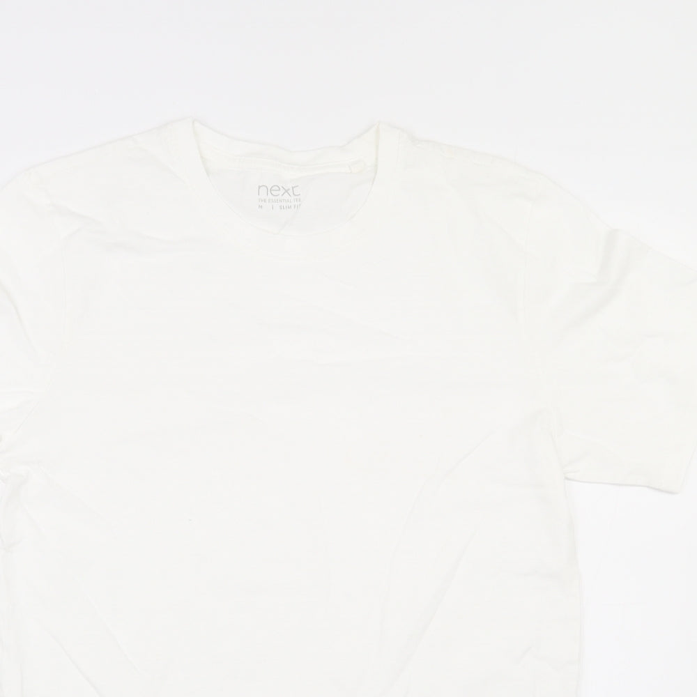 NEXT Mens White  Cotton  T-Shirt Size M Round Neck