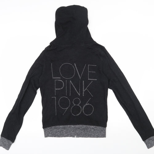 PINK Womens Black  Cotton Full Zip Hoodie Size XS  Zip - Victoria's secret