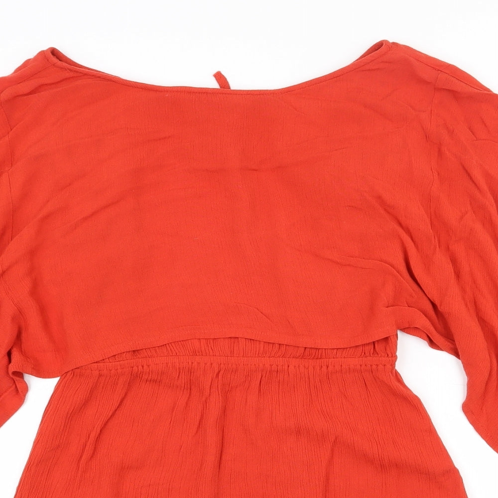 ASOS Womens Red Floral Viscose Mini  Size 10  Boat Neck Zip - Open back