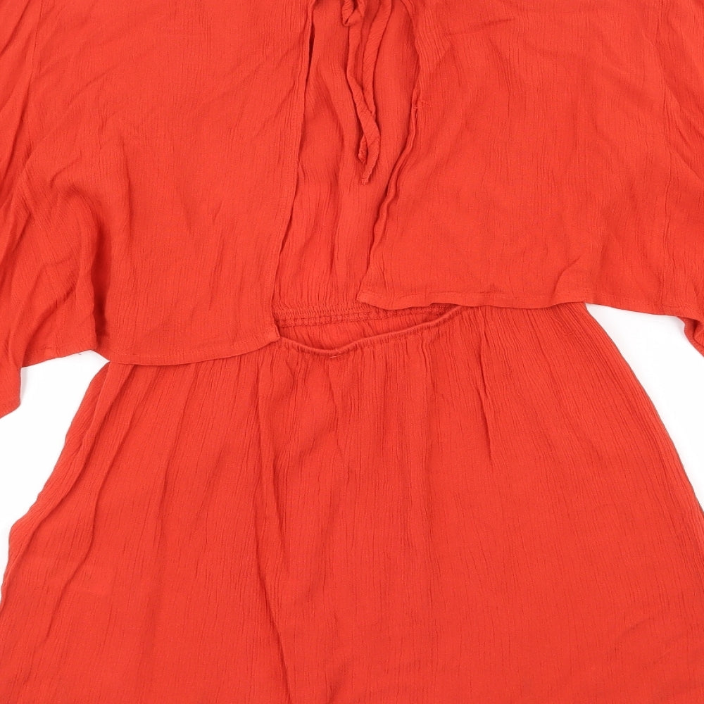 ASOS Womens Red Floral Viscose Mini  Size 10  Boat Neck Zip - Open back