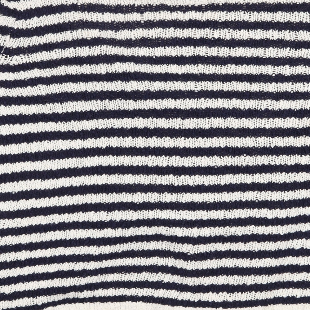 H&M Girls Blue V-Neck Striped 100% Cotton Cardigan Jumper Size 14-15 Years
