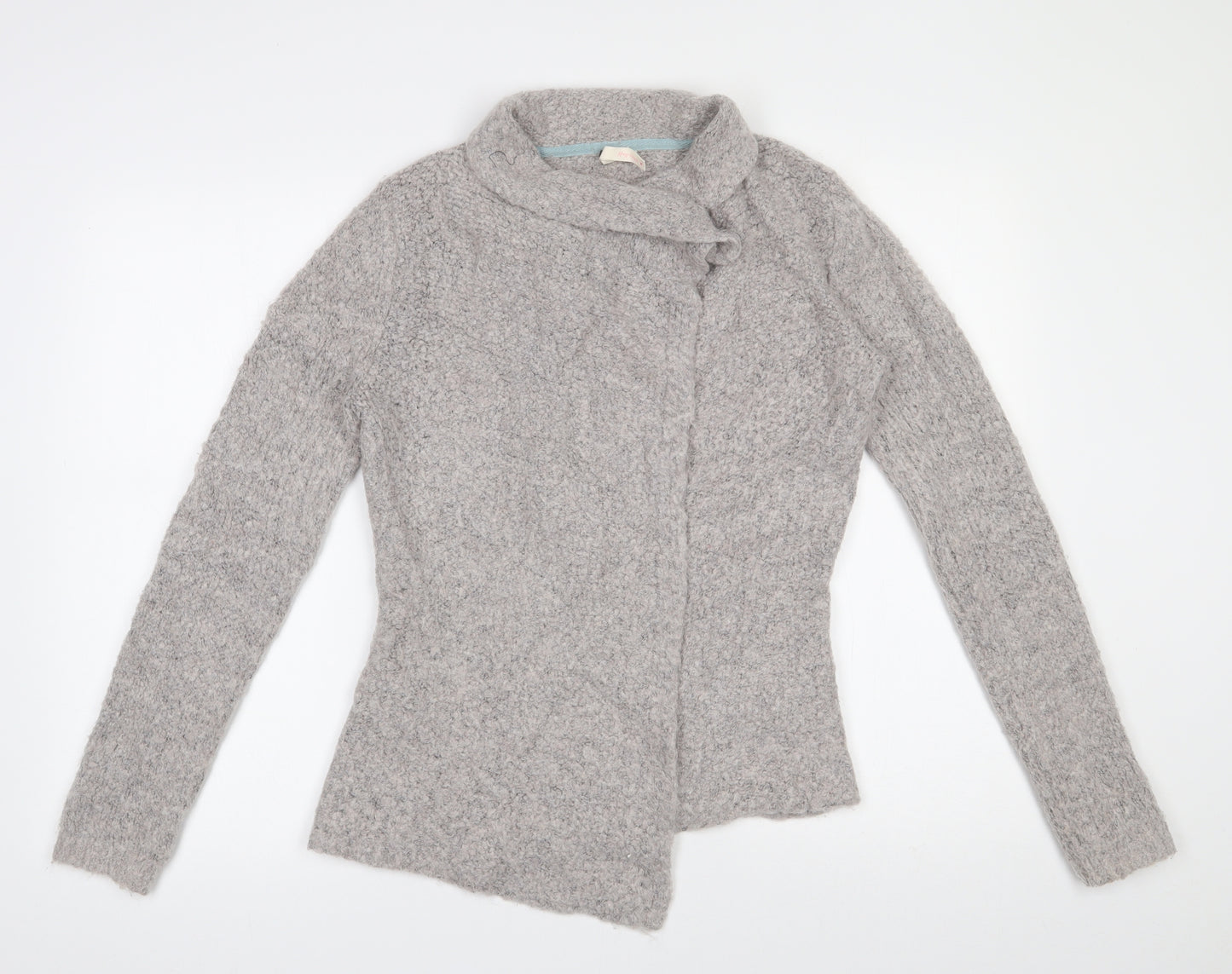White Stuff Womens Grey High Neck  Nylon Cardigan Jumper Size 8