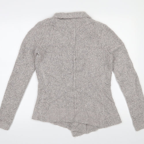 White Stuff Womens Grey High Neck  Nylon Cardigan Jumper Size 8