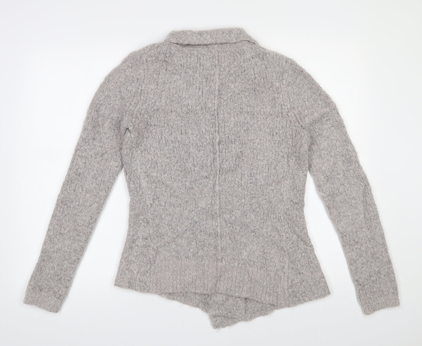 White Stuff Womens Grey High Neck  Nylon Cardigan Jumper Size 8