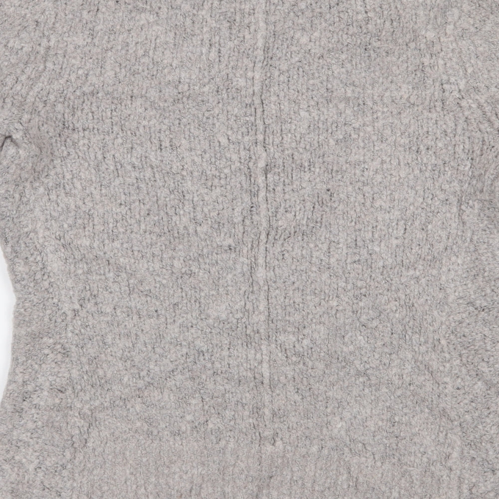 White Stuff Womens Grey High Neck  Nylon Cardigan Jumper Size 8