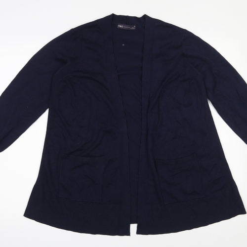 Marks and Spencer Womens Blue V-Neck  Viscose Cardigan Jumper Size M