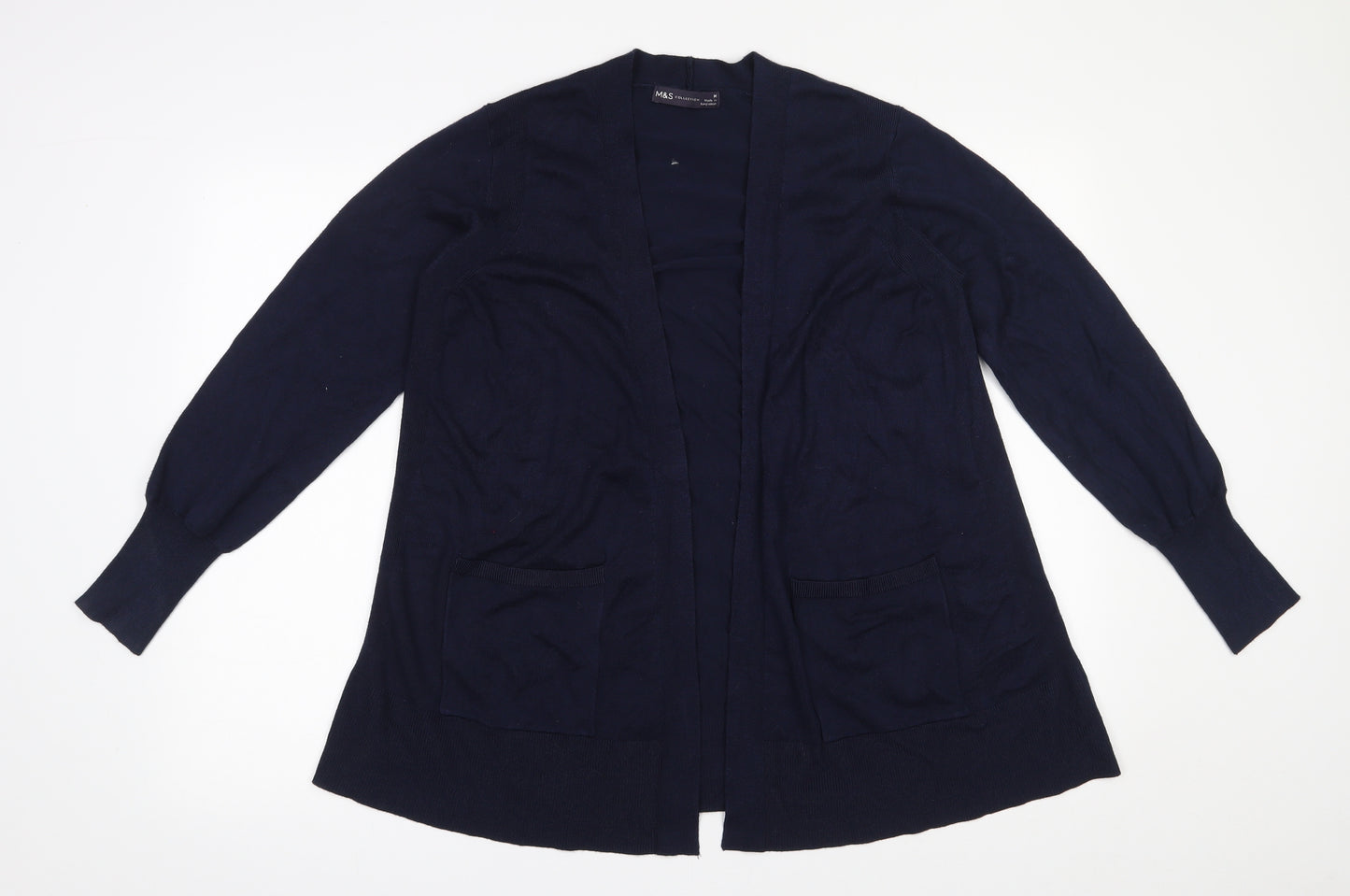 Marks and Spencer Womens Blue V-Neck  Viscose Cardigan Jumper Size M