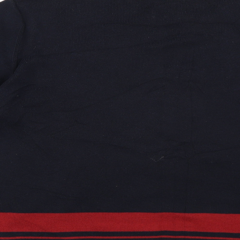 Marks and Spencer Mens Black V-Neck Striped Cotton Pullover Jumper Size M   - Navy