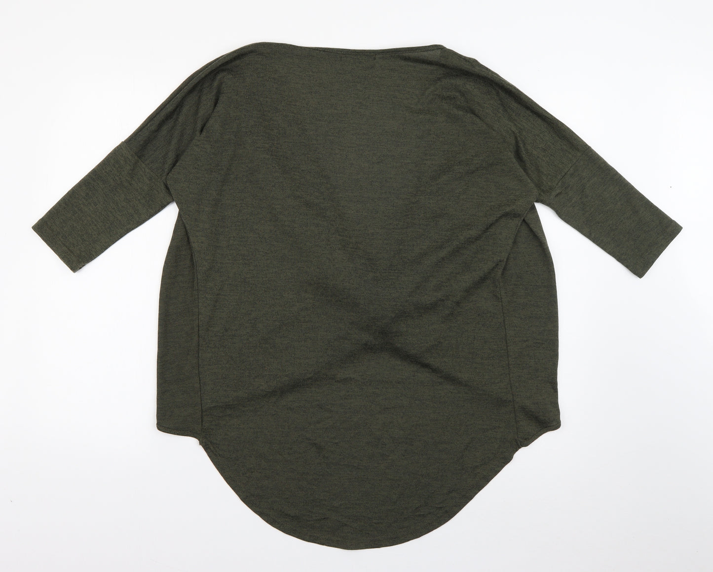 New Look Womens Green  Polyester Wrap Blouse Size 10 Scoop Neck - Batwing Sleeve Khaki