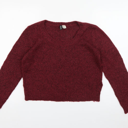 Divided by H&M Womens Red Round Neck  Acrylic Pullover Jumper Size 6   - Burgundy
