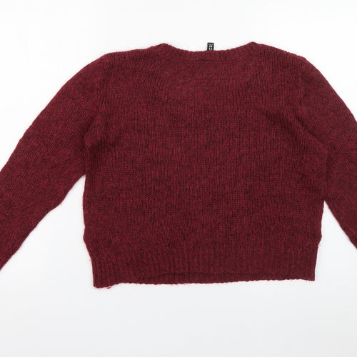 Divided by H&M Womens Red Round Neck  Acrylic Pullover Jumper Size 6   - Burgundy