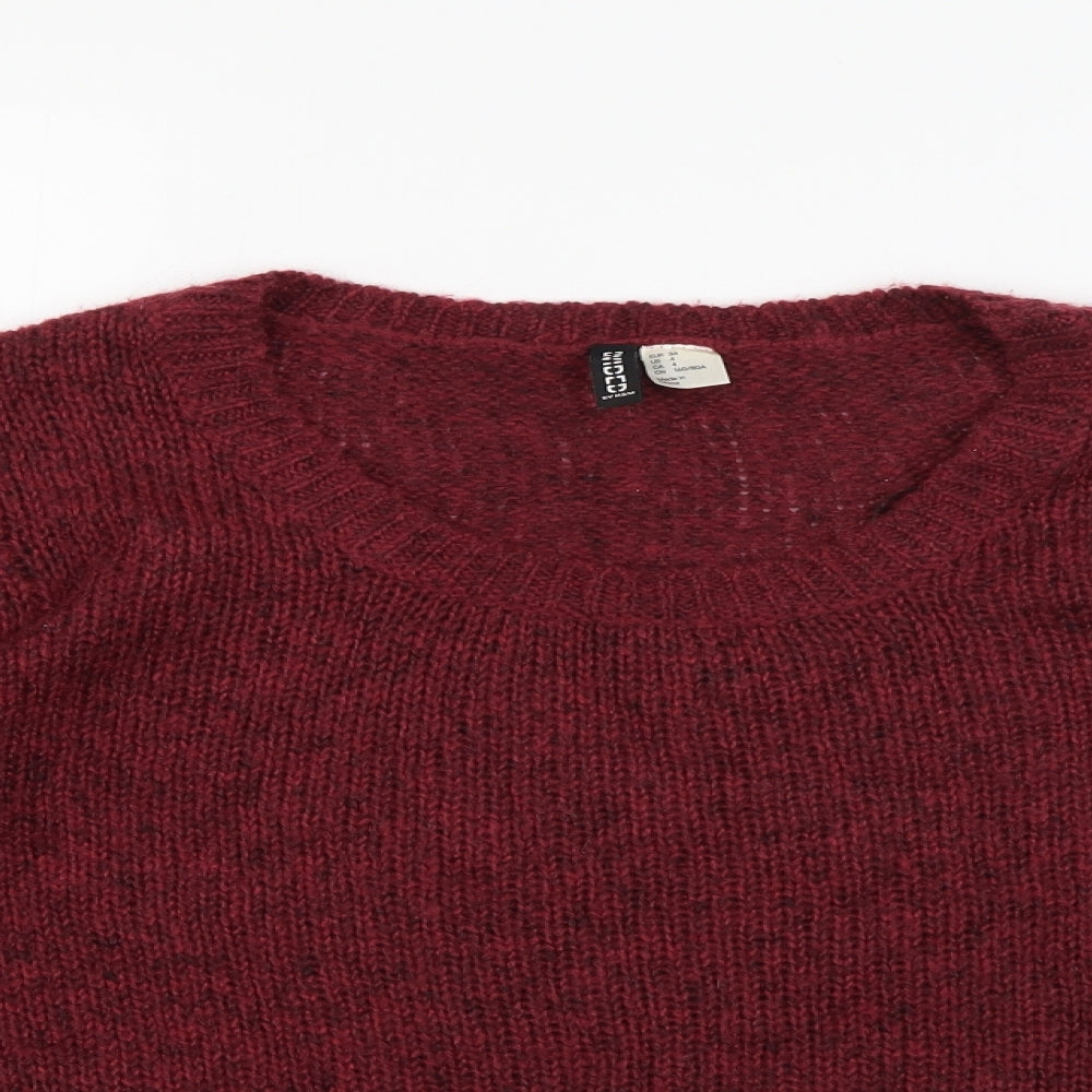 Divided by H&M Womens Red Round Neck  Acrylic Pullover Jumper Size 6   - Burgundy