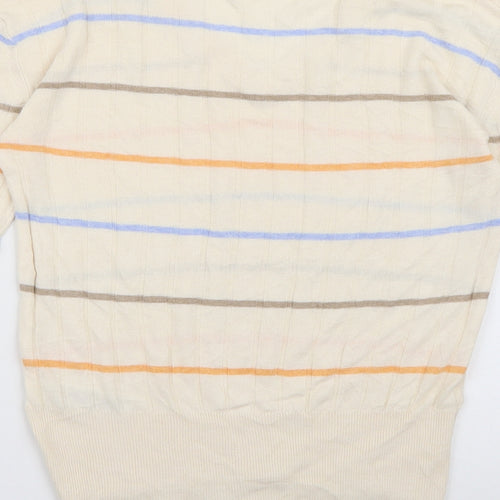Marks and Spencer Womens Ivory V-Neck Striped Viscose Pullover Jumper Size S