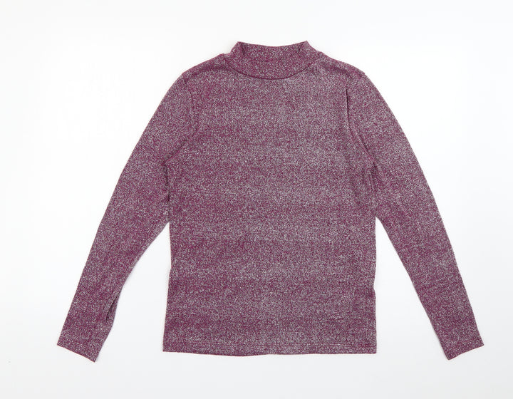 TU Womens Purple High Neck Polyester Pullover Jumper Size 10 - Sparkle