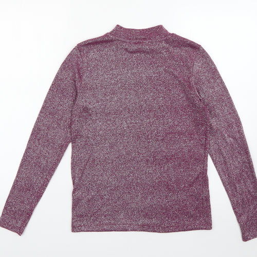 TU Womens Purple High Neck  Polyester Pullover Jumper Size 10   - Sparkle