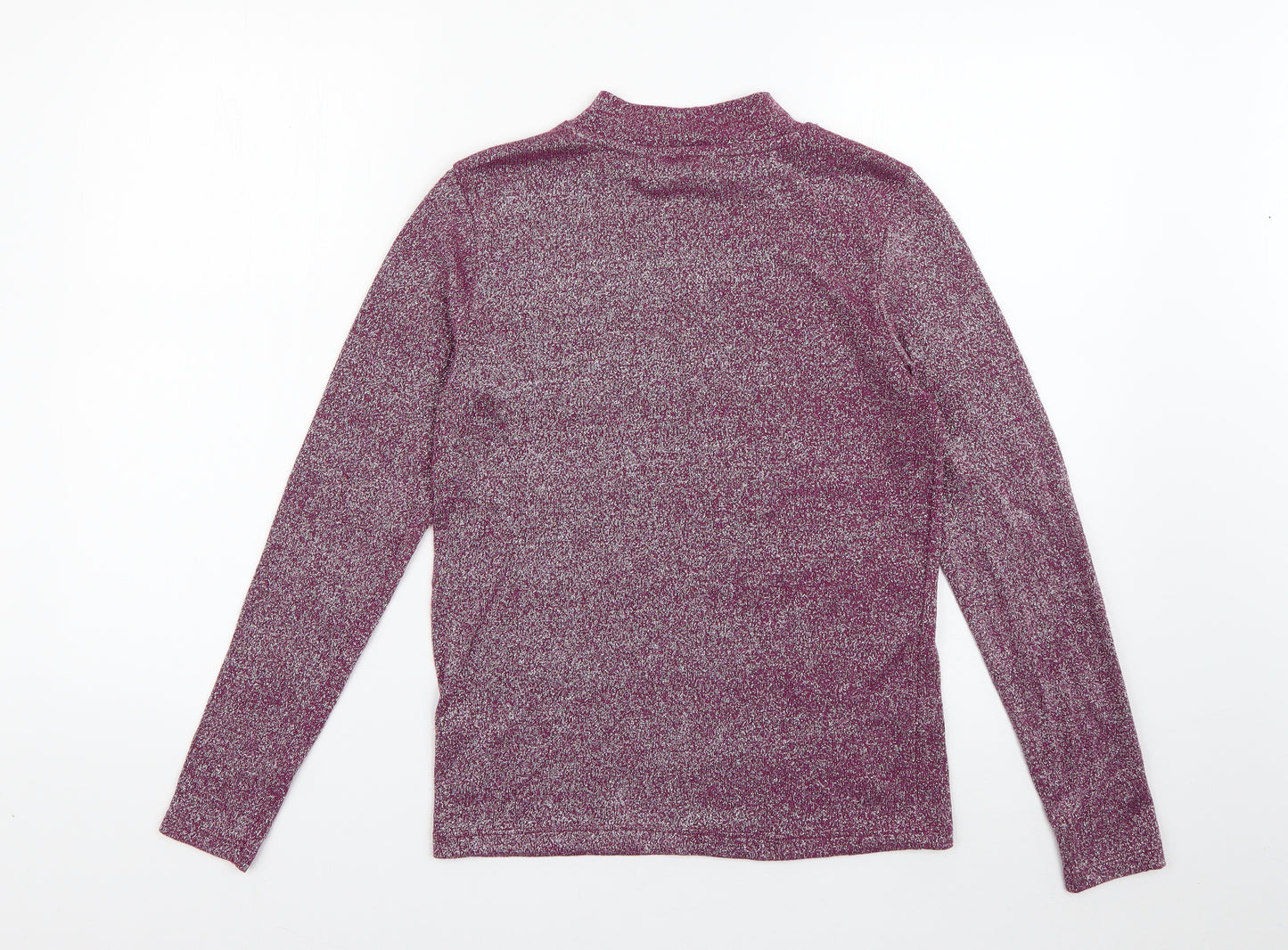 TU Womens Purple High Neck  Polyester Pullover Jumper Size 10   - Sparkle