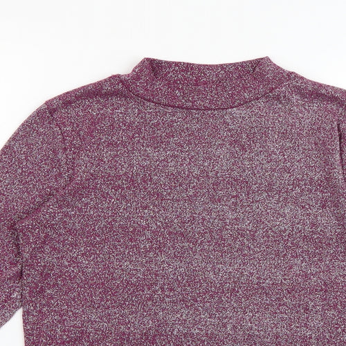 TU Womens Purple High Neck  Polyester Pullover Jumper Size 10   - Sparkle