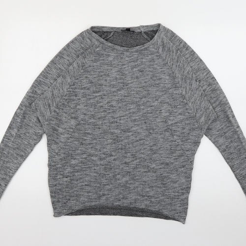 Topshop Womens Grey Round Neck  Polyester Pullover Jumper Size 8