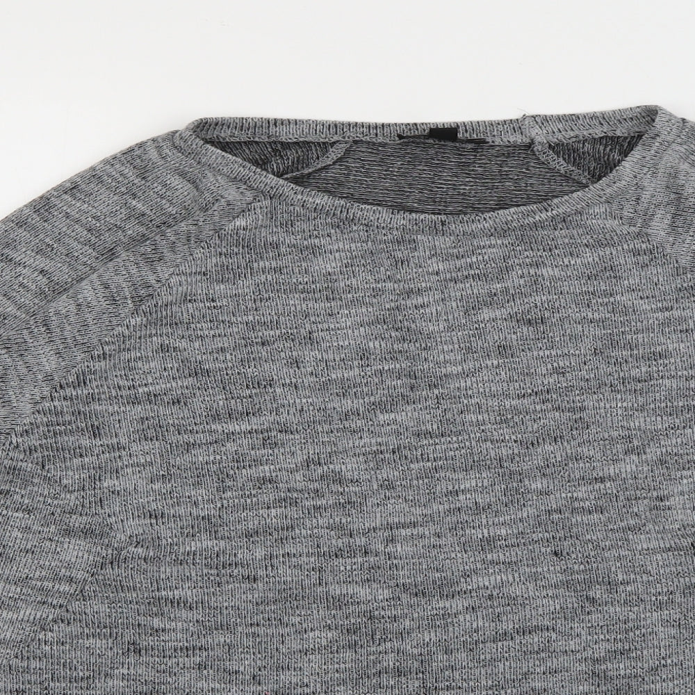 Topshop Womens Grey Round Neck  Polyester Pullover Jumper Size 8