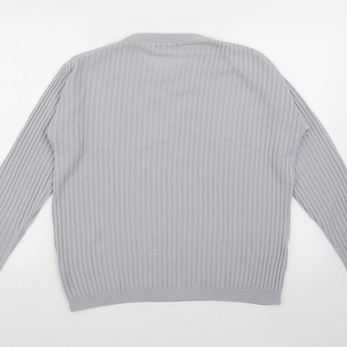 Boohoo Womens Grey Crew Neck  Acrylic Pullover Jumper Size M