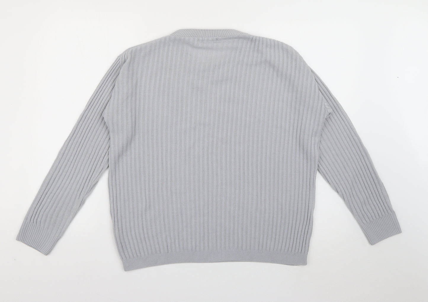 Boohoo Womens Grey Crew Neck  Acrylic Pullover Jumper Size M