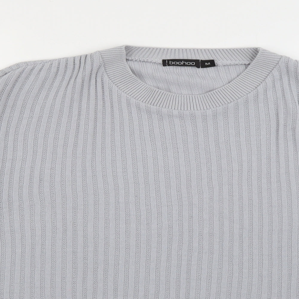 Boohoo Womens Grey Crew Neck  Acrylic Pullover Jumper Size M