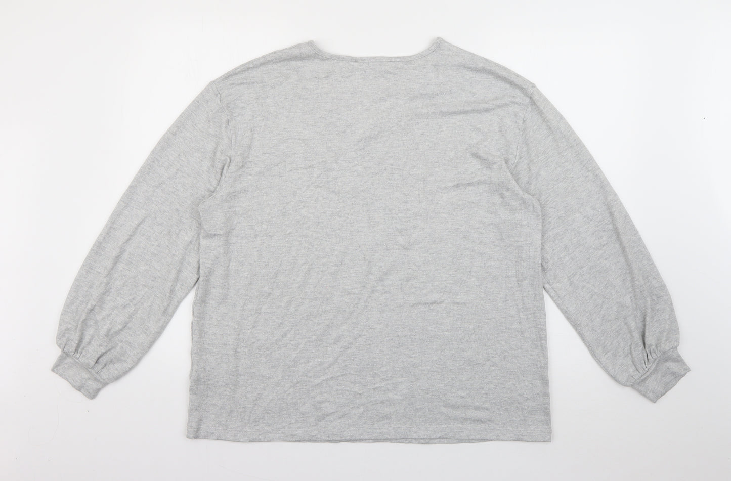 Marks and Spencer Womens Grey V-Neck  Viscose Pullover Jumper Size 16