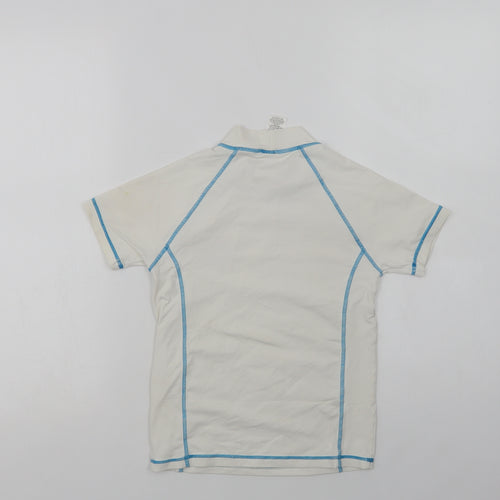 NEXT Girls White  Nylon Basic T-Shirt Size 7-8 Years Mock Neck  - Flower