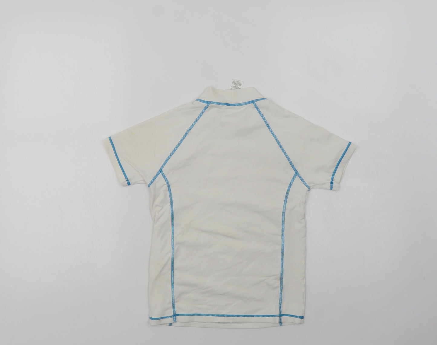 NEXT Girls White  Nylon Basic T-Shirt Size 7-8 Years Mock Neck  - Flower