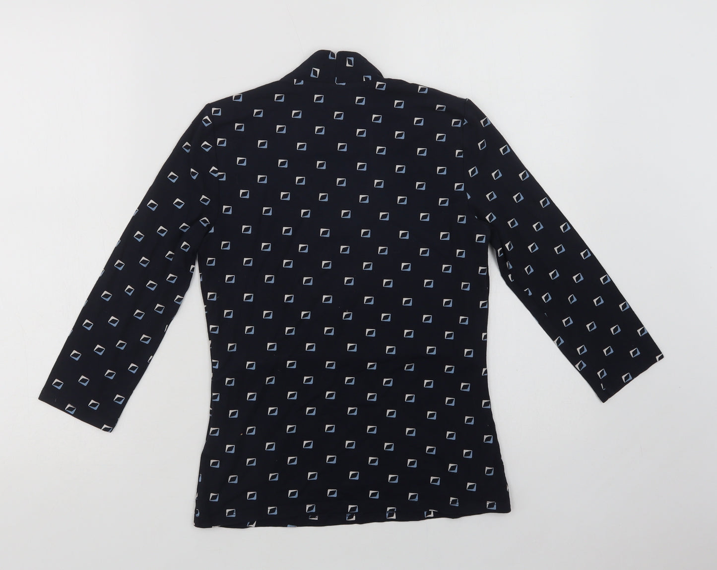 Hobbs Womens Blue Geometric Viscose Basic Blouse Size XS V-Neck