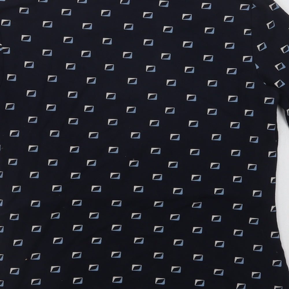 Hobbs Womens Blue Geometric Viscose Basic Blouse Size XS V-Neck