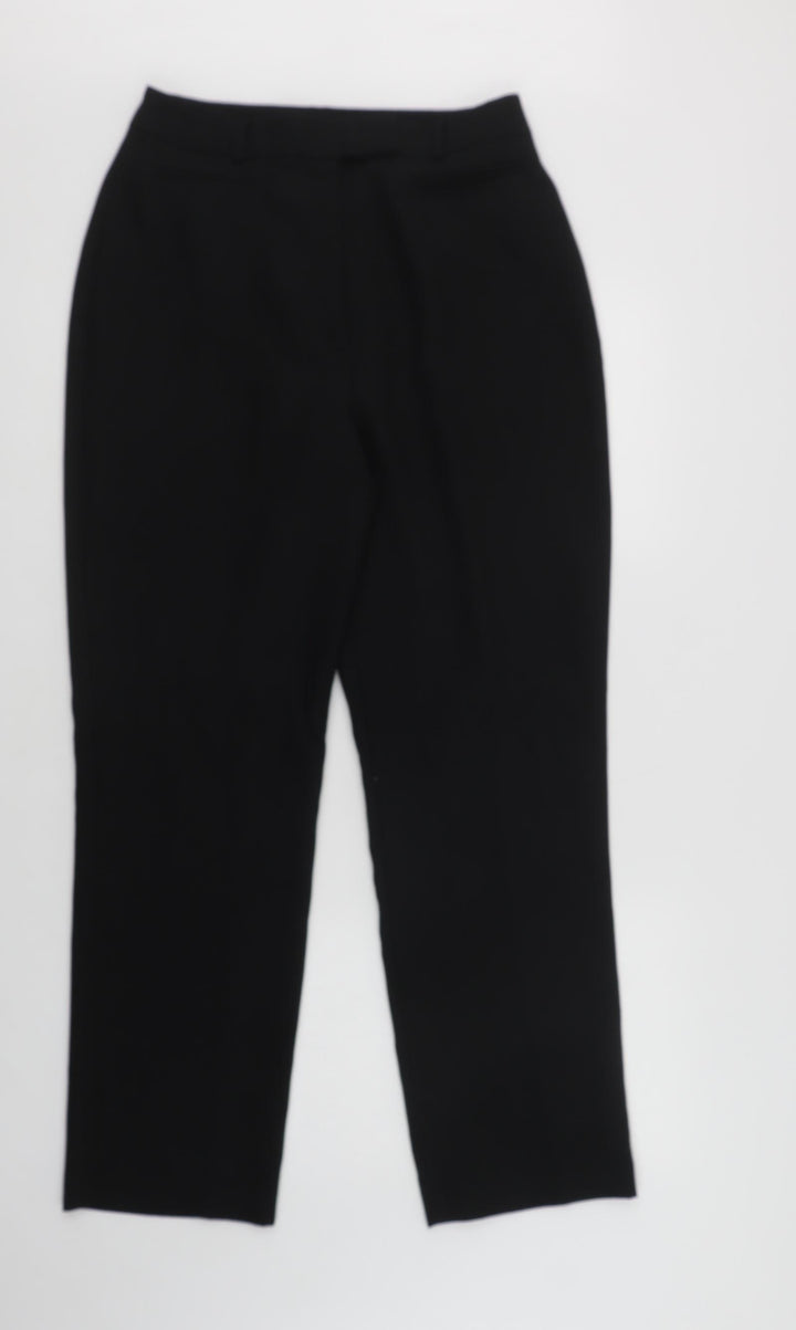 CONTEXT Womens Black  Polyester Dress Pants Trousers Size 14 L30 in Regular Hook & Loop