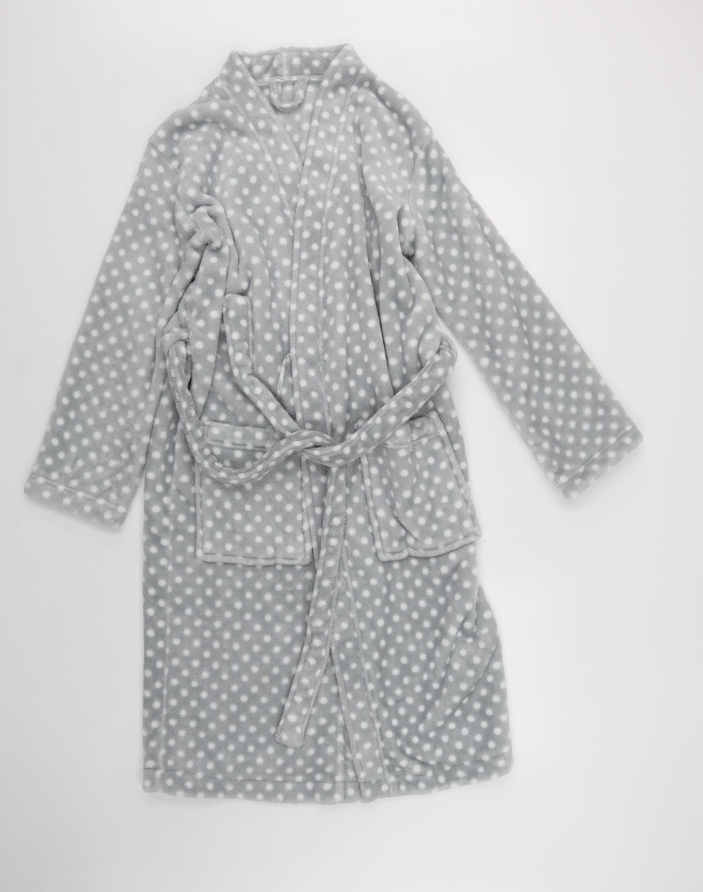 Marks and Spencer Womens Grey Polka Dot Polyester Kimono Robe Size 8