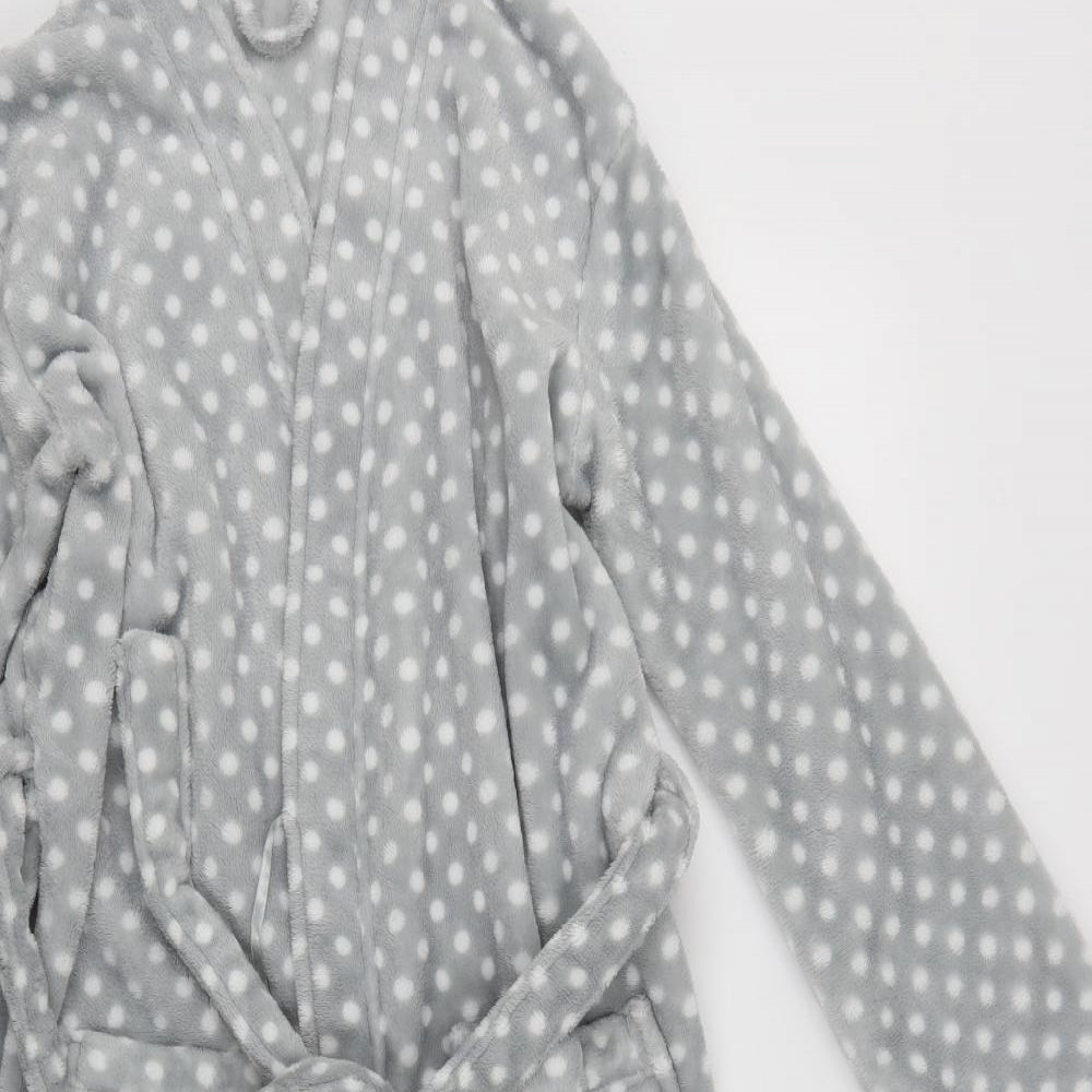 Marks and Spencer Womens Grey Polka Dot Polyester Kimono Robe Size 8