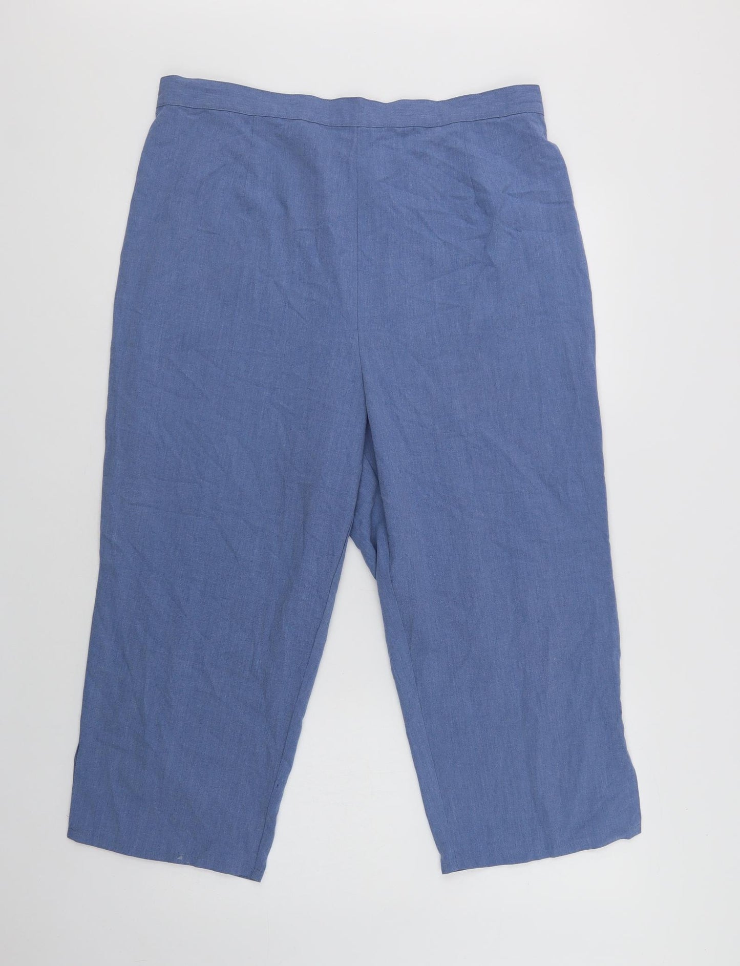 essence Womens Blue  Polyester Cropped Trousers Size 24 L23 in Regular