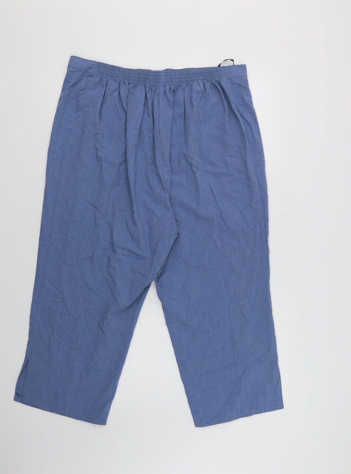 essence Womens Blue  Polyester Cropped Trousers Size 24 L23 in Regular