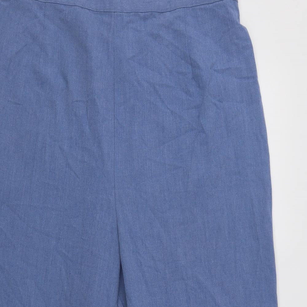 essence Womens Blue  Polyester Cropped Trousers Size 24 L23 in Regular