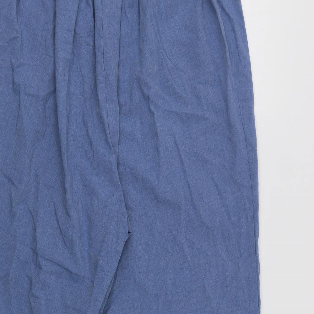 essence Womens Blue  Polyester Cropped Trousers Size 24 L23 in Regular