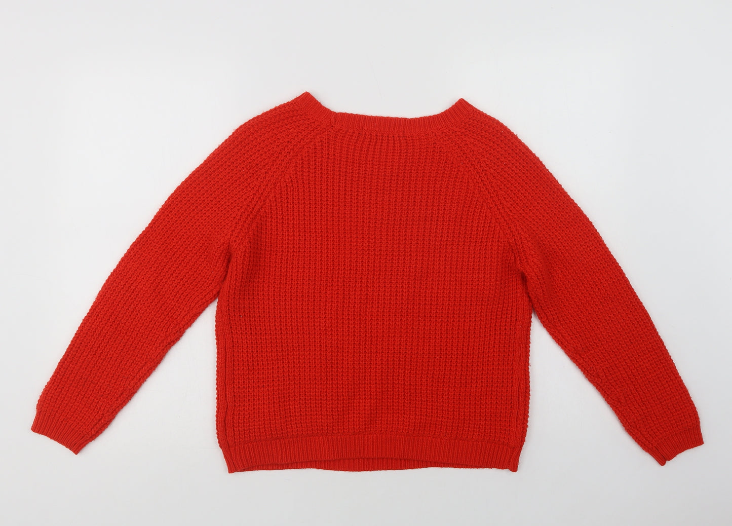 Marks and Spencer Womens Red Crew Neck  Acrylic Pullover Jumper Size 14