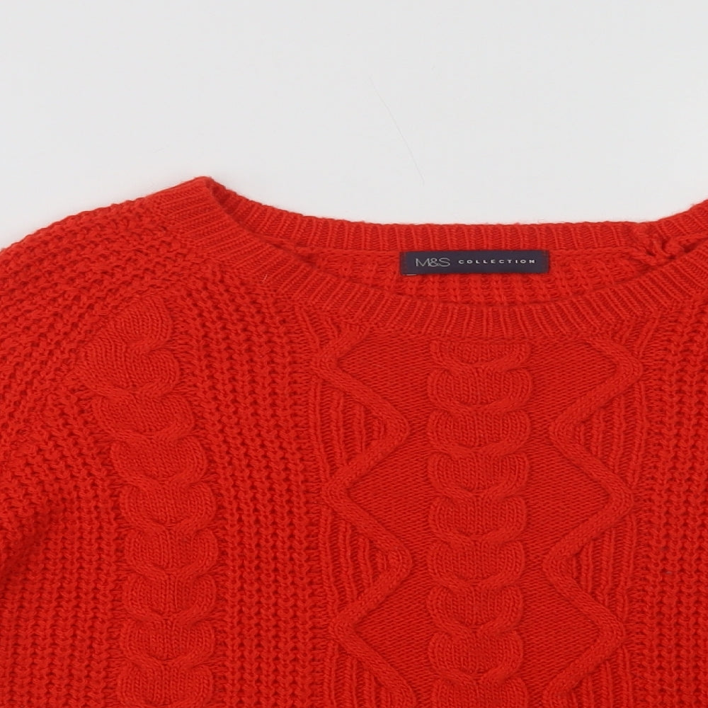 Marks and Spencer Womens Red Crew Neck  Acrylic Pullover Jumper Size 14