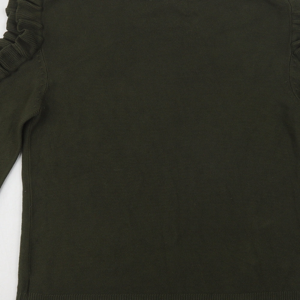 Peacocks Womens Green Crew Neck  Acrylic Pullover Jumper Size M   - Cold Shoulder
