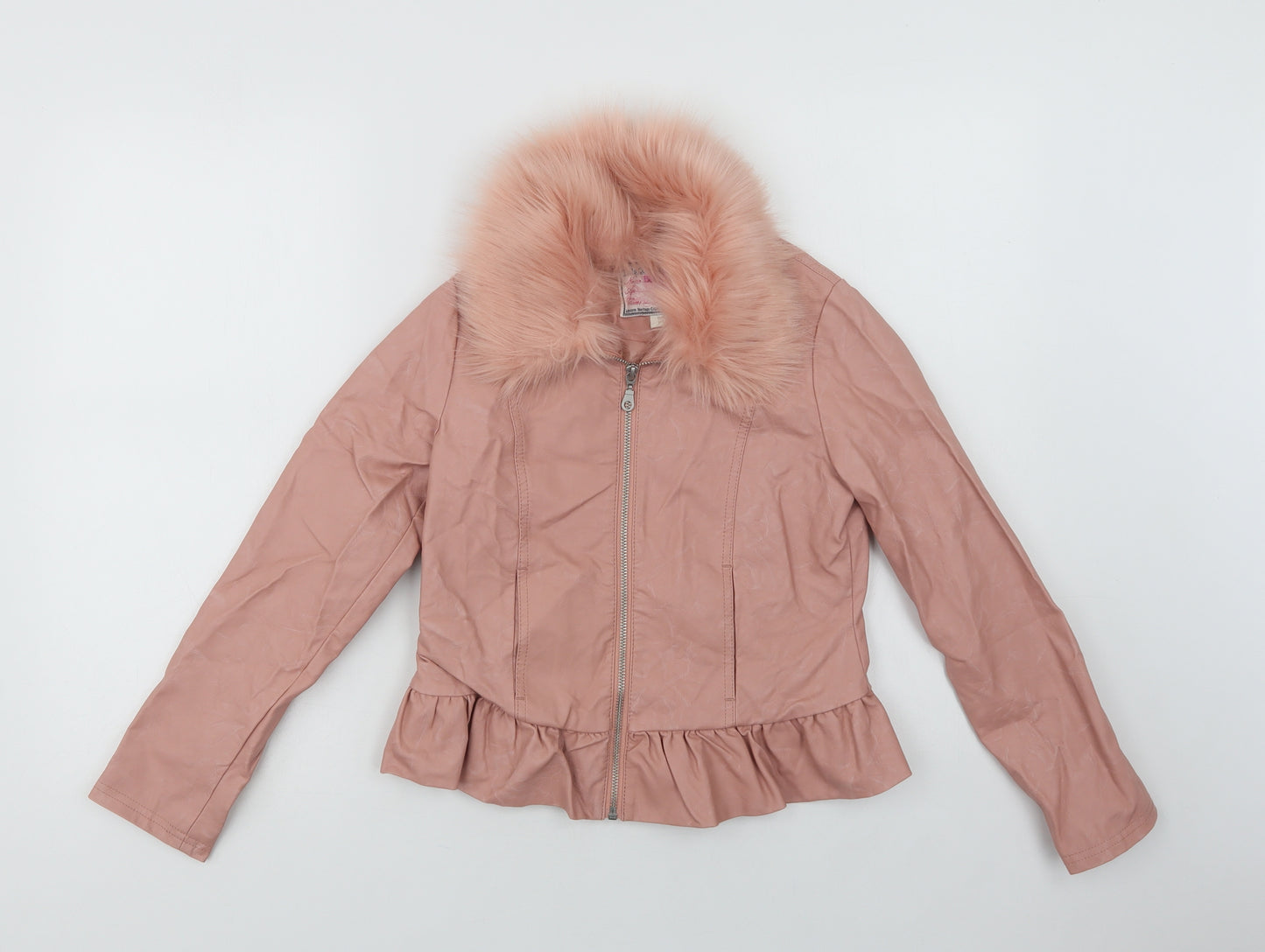 Monsoon Girls Pink   Biker Jacket Size 11-12 Years  Zip