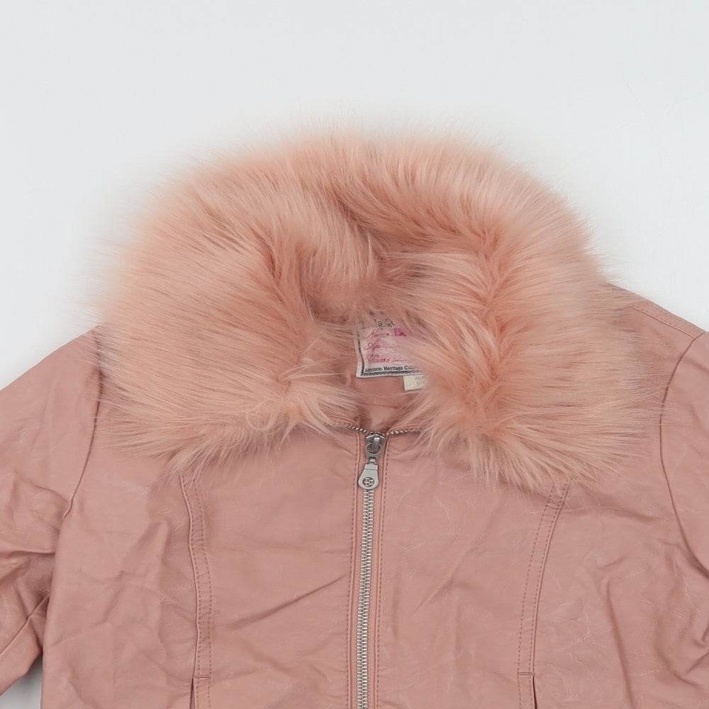 Monsoon Girls Pink   Biker Jacket Size 11-12 Years  Zip