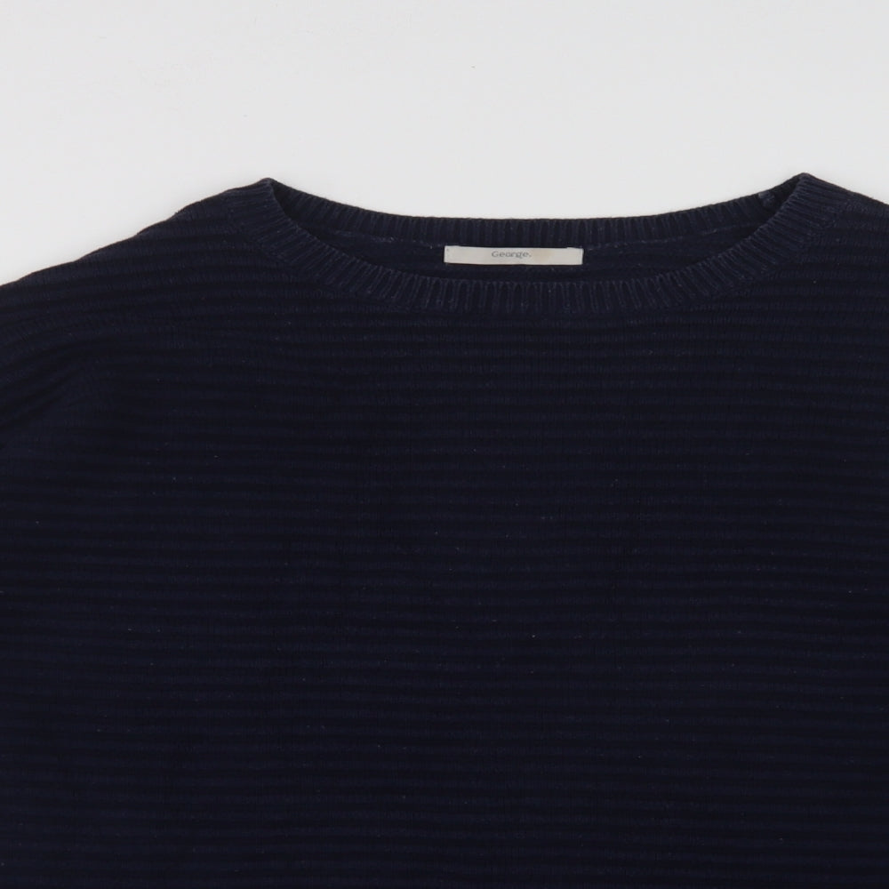 George Womens Blue Crew Neck  Cotton Pullover Jumper Size 18