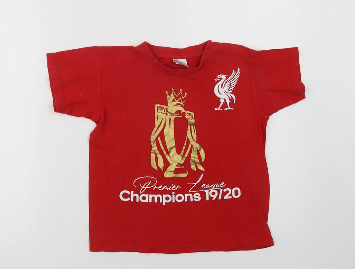 BC Collection Boys Red  Cotton Basic T-Shirt Size 7-8 Years Crew Neck  - Liverpool FC