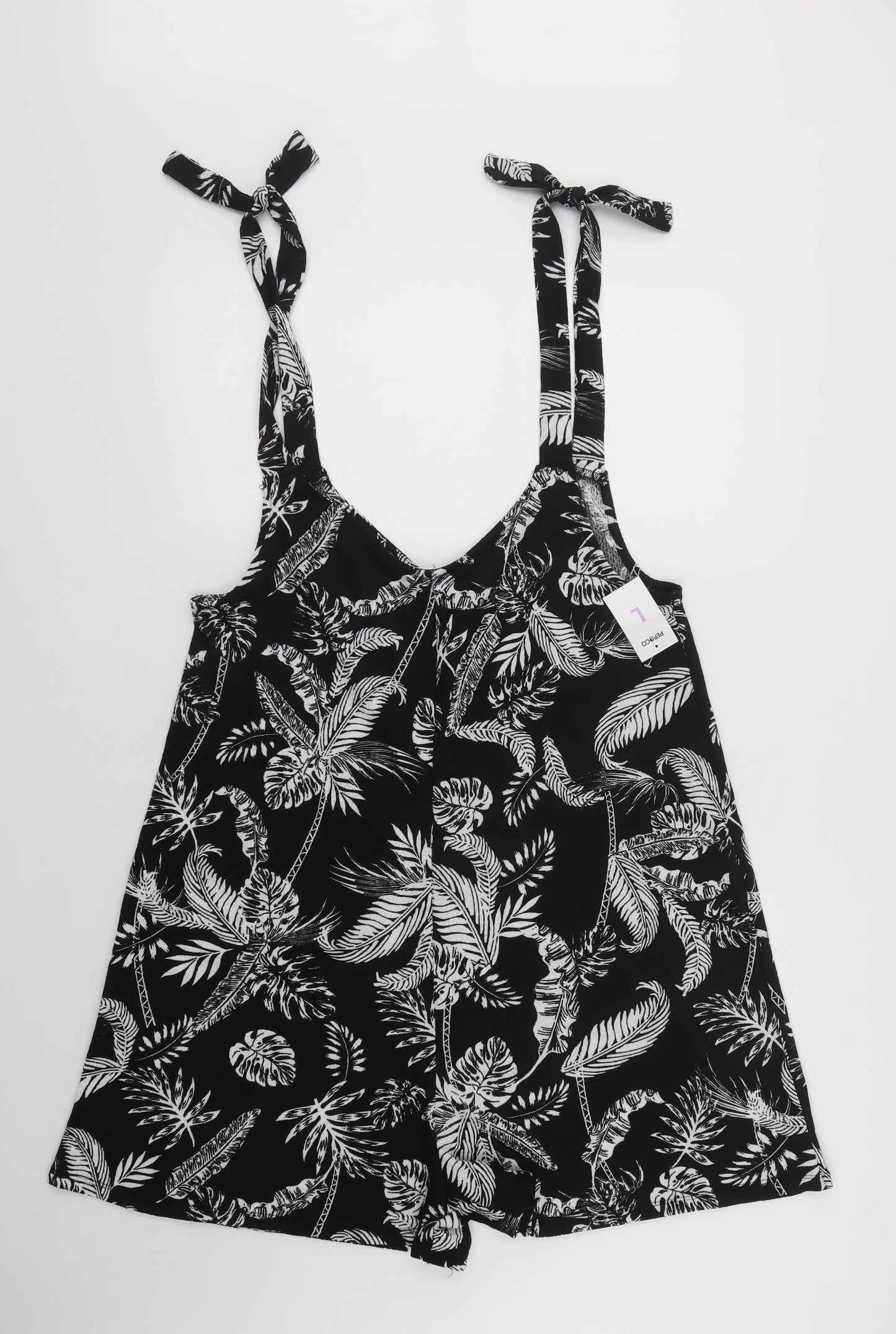 Pep & Co Womens Black Floral Polyester Playsuit One-Piece Size 18 L3 in