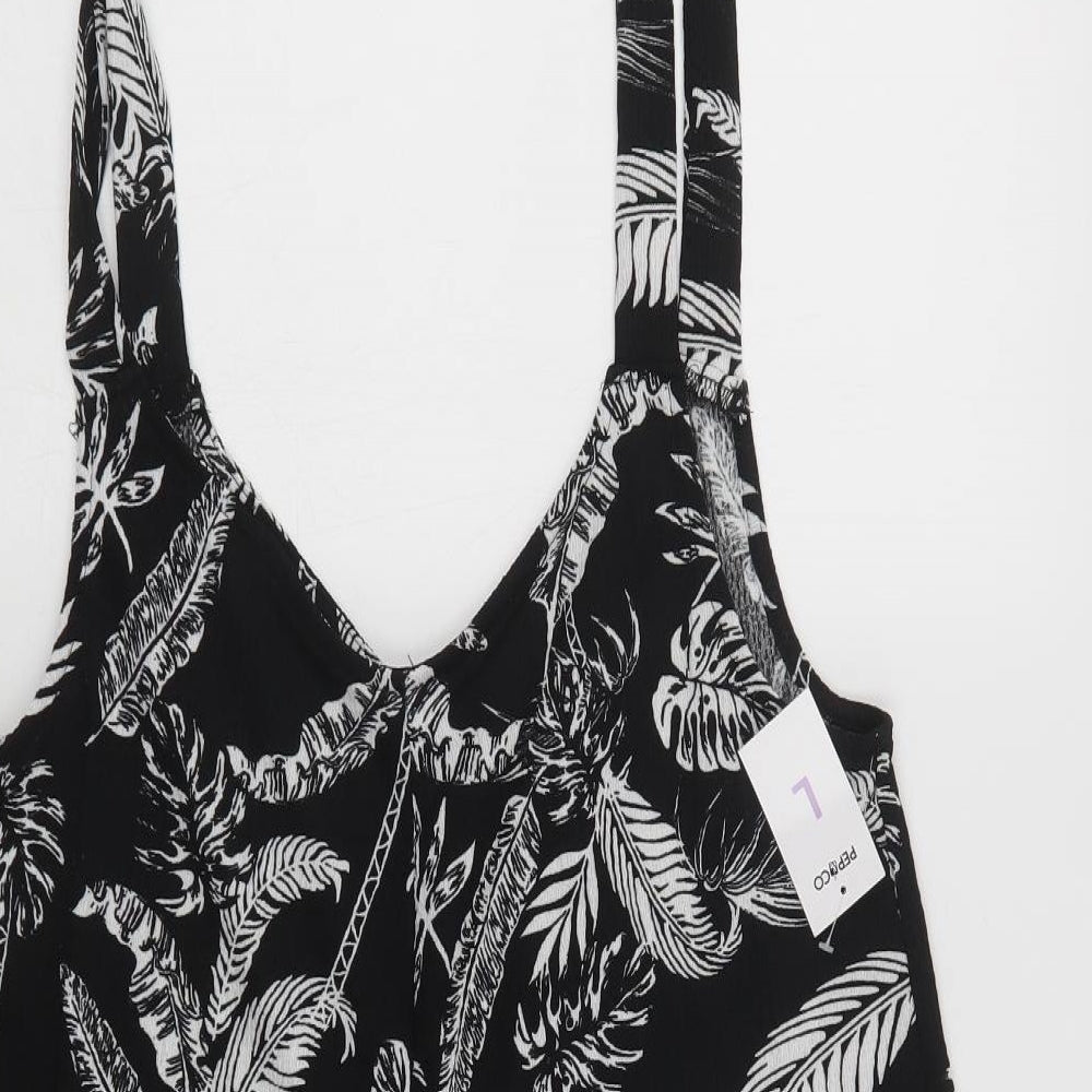 Pep & Co Womens Black Floral Polyester Playsuit One-Piece Size 18 L3 in
