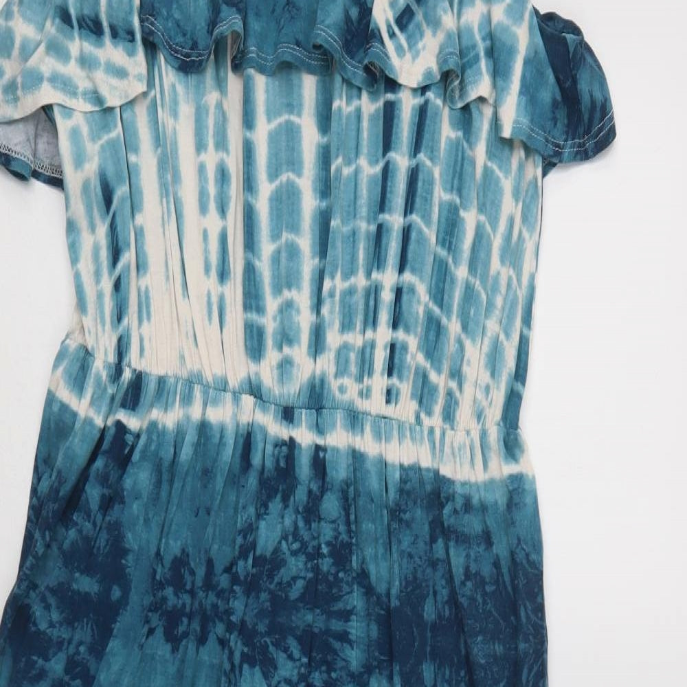 George Womens Blue Batik Viscose Maxi  Size 16  Square Neck